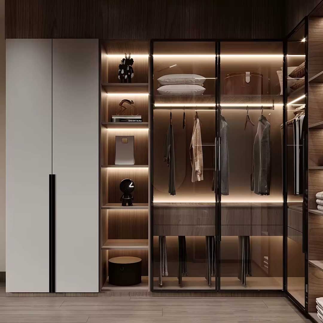 Vestidor boutique con vitrinas