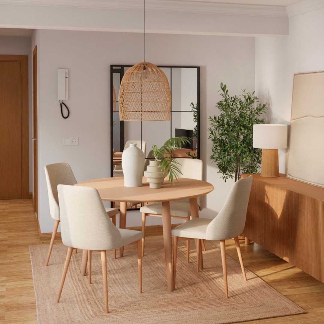 Comedor de diseño con sillas ergonómicas