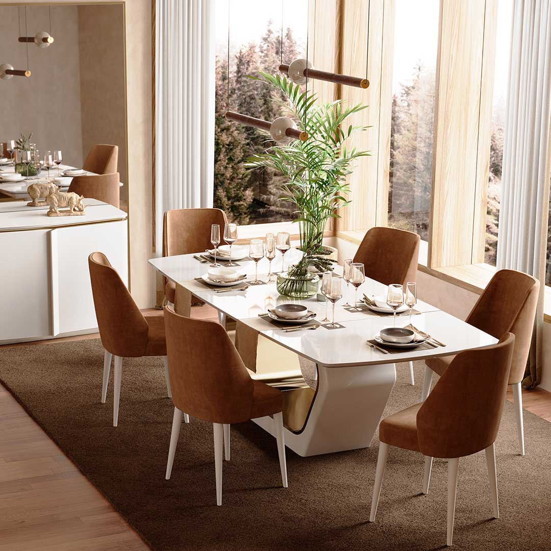 Comedor rústico-moderno con bancos